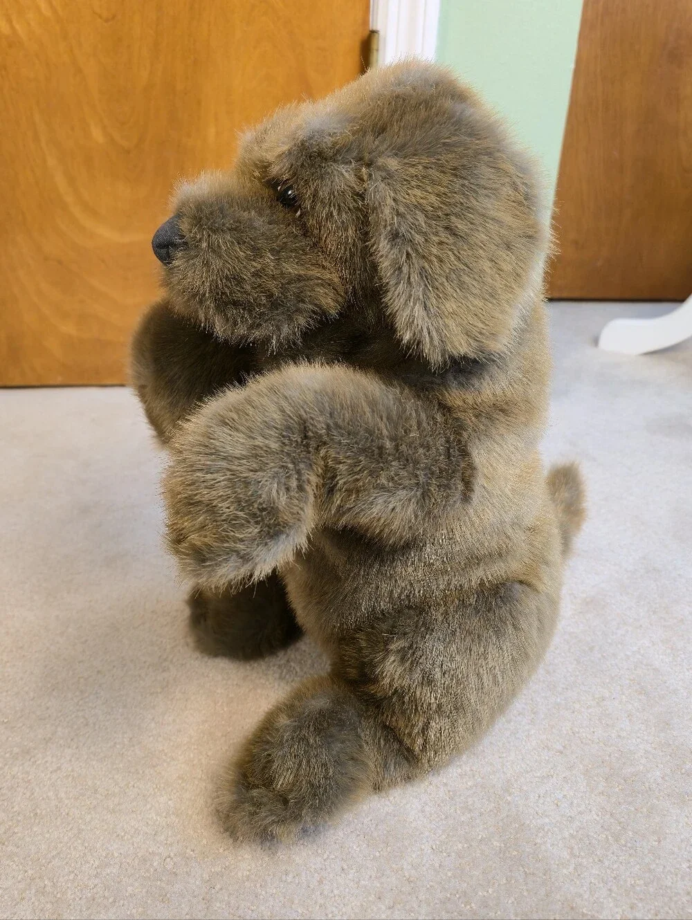 Folkmanis Sitting Dog Hand Puppet Sitting Begging Ventriloquist Shaggy Brown